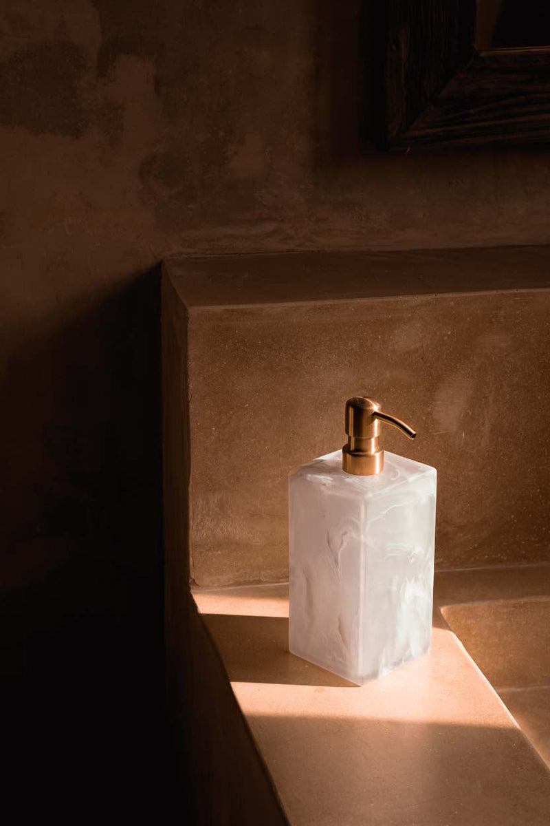 The Resin Soap Dispenser - Pink White in polyresin — handmade luxury soap dispenser curated by Laiyahome — view 2