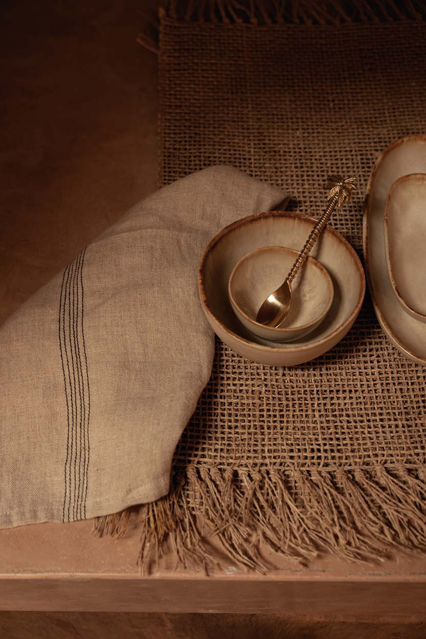 The Lint Biscuit Napkin - Natural Black - 45x45 in linen — handmade luxury napkin curated by Laiyahome — view 2