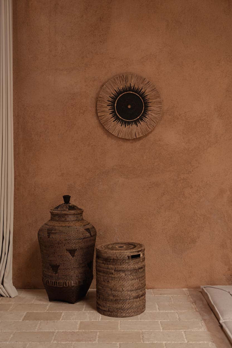 The Raffia Macramé Wall Deco - Black Natural in grass — handmade luxury wall decoration curated by Laiyahome — view 2