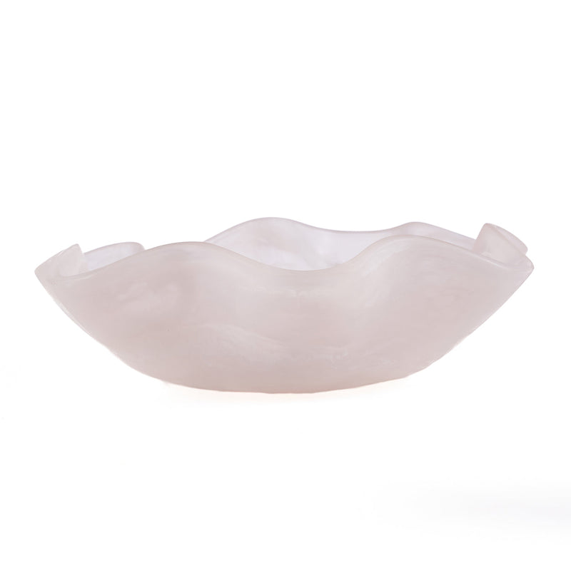 The Resin Organic Fruit Bowl - Pink White in polyresin — handmade luxury bowl curated by Laiyahome
