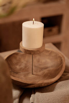 The Candle Plate - Natural in wood — handmade luxury tea light holder curated by Laiyahome — view 2