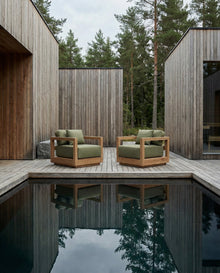 The Umalas One Seater Sofa - Outdoor - Green Alga in wood — handmade luxury sofa curated by Laiyahome — view 2