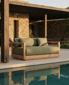 The Umalas Two Seater Sofa - Outdoor - Green Alga in wood — handmade luxury sofa curated by Laiyahome — view 2