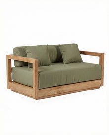 The Umalas Two Seater Sofa - Outdoor - Green Alga in wood — handmade luxury sofa curated by Laiyahome
