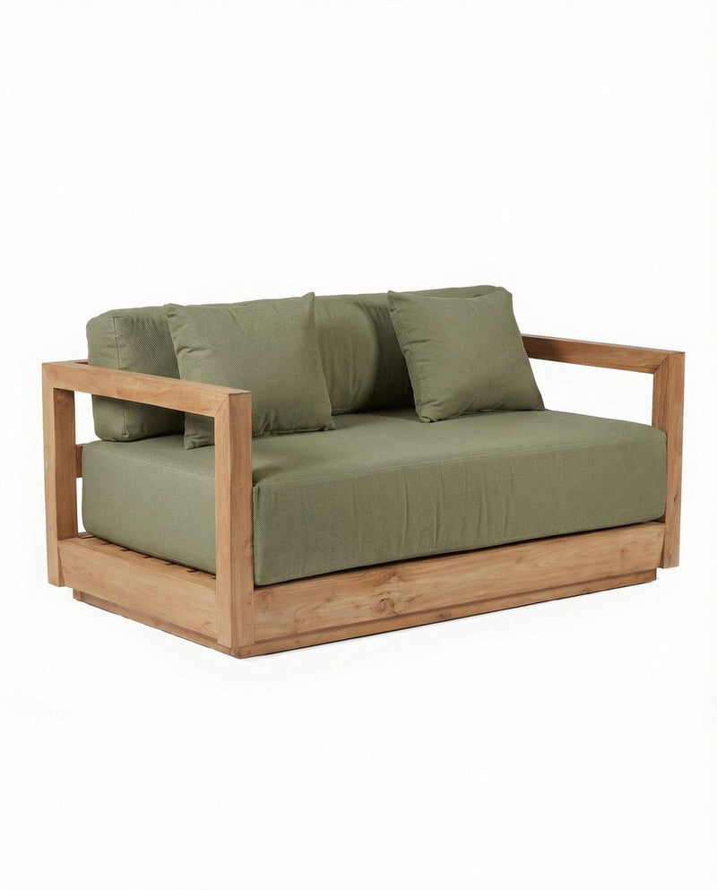 The Umalas Two Seater Sofa - Outdoor - Green Alga in wood — handmade luxury sofa curated by Laiyahome