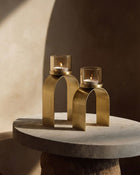 The Bow Glow T-light Holder - Gold - SET/2 – brass tea light holder in gold – product view 2