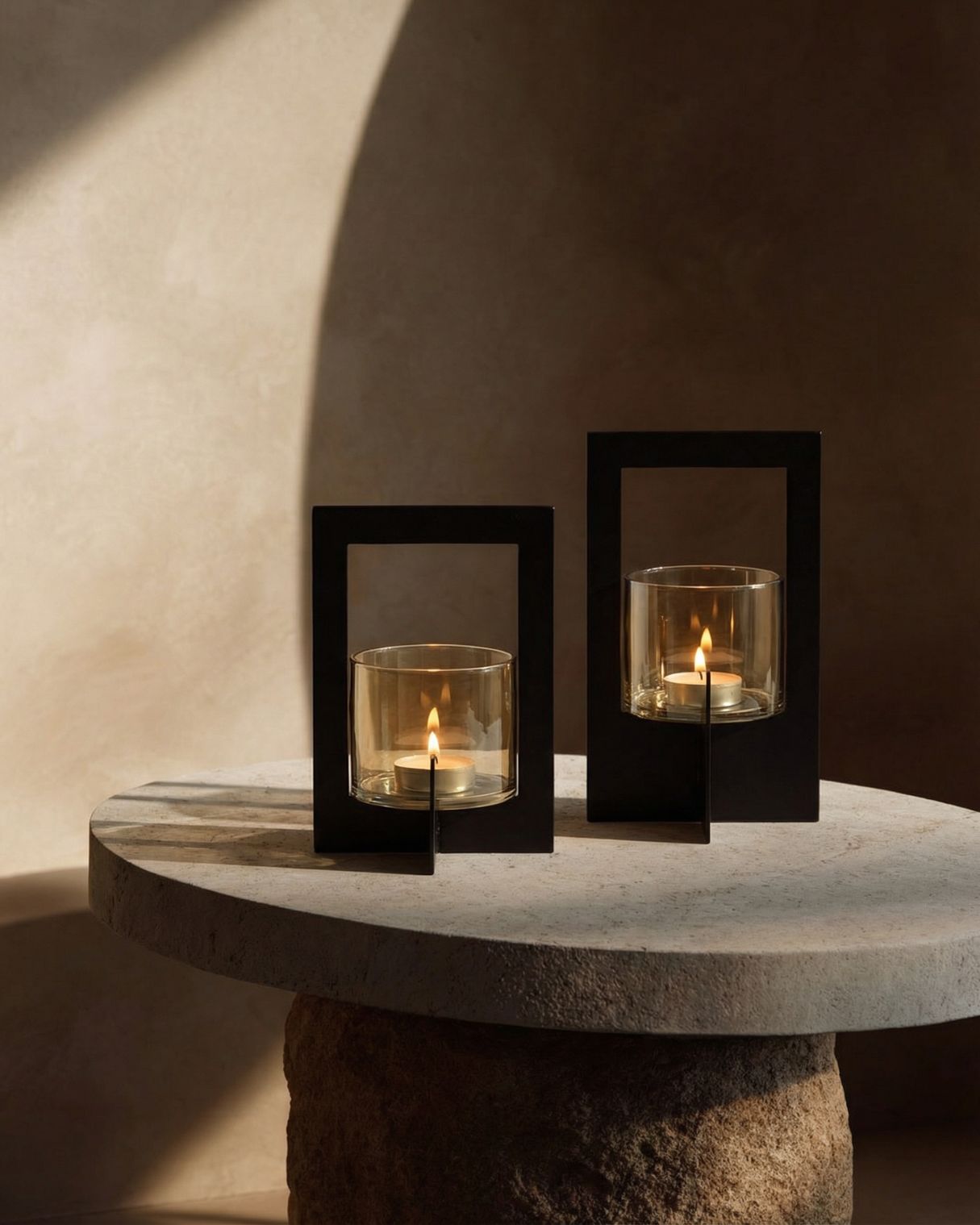 The Hurricane Framed Candle Holder - Black - M in brass — handmade luxury bowl curated by Laiyahome — view 2