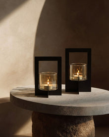 The Hurricane Framed Candle Holder - Black - M in brass — handmade luxury bowl curated by Laiyahome — view 2