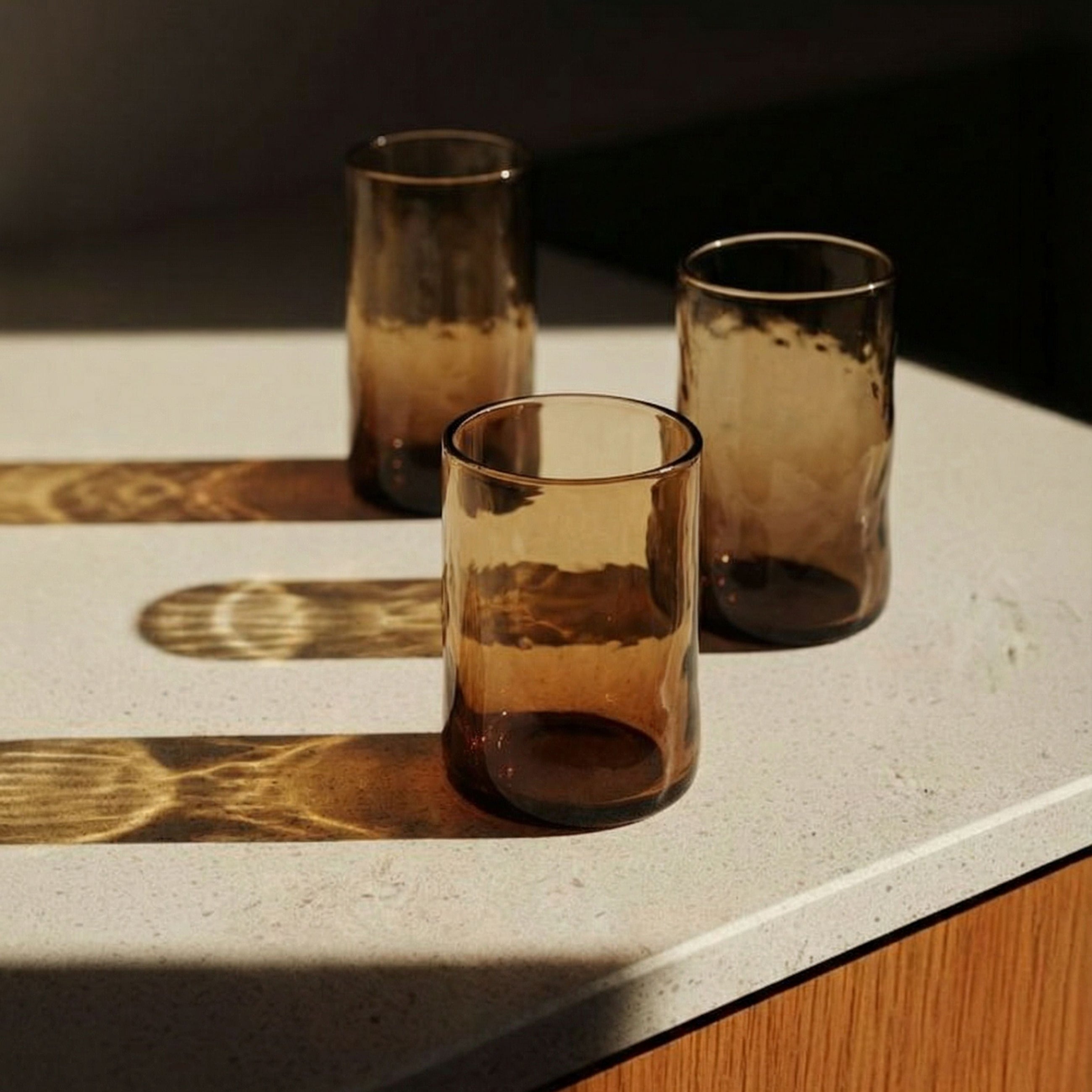 The Dusk Low Tumbler - Charcoal - M in glass — handmade luxury tumbler curated by Laiyahome — view 2