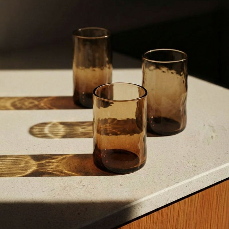 The Dusk Low Tumbler - Charcoal - M in glass — handmade luxury tumbler curated by Laiyahome — view 2
