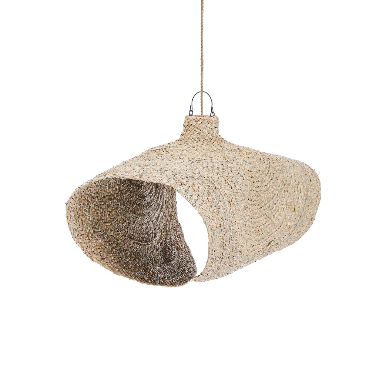 The Qubba Pendant - Natural - XL in seagrass — handmade luxury pendant lamp curated by Laiyahome