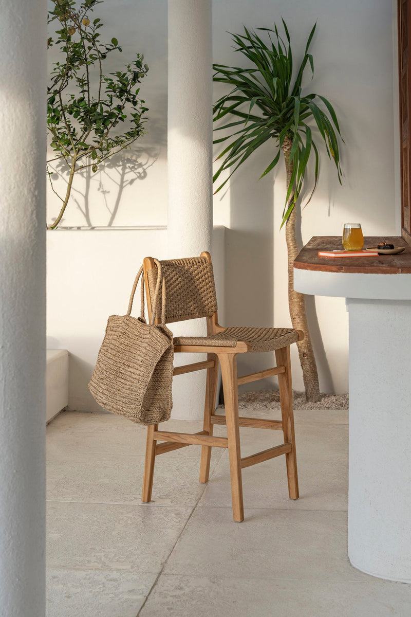 The Meno Bar Stool - Outdoor in wood — handmade luxury bar stool curated by Laiyahome — view 2