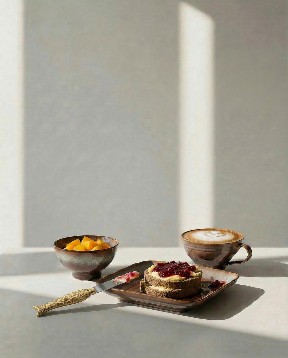 The Smoked Horizon Square Plate - Brown Grey - M in ceramic — handmade luxury dinner plate curated by Laiyahome — view 2
