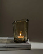 The Nocturne Candle Holder - Charcoal - L – glass tea light holder in charcoal – product view 2