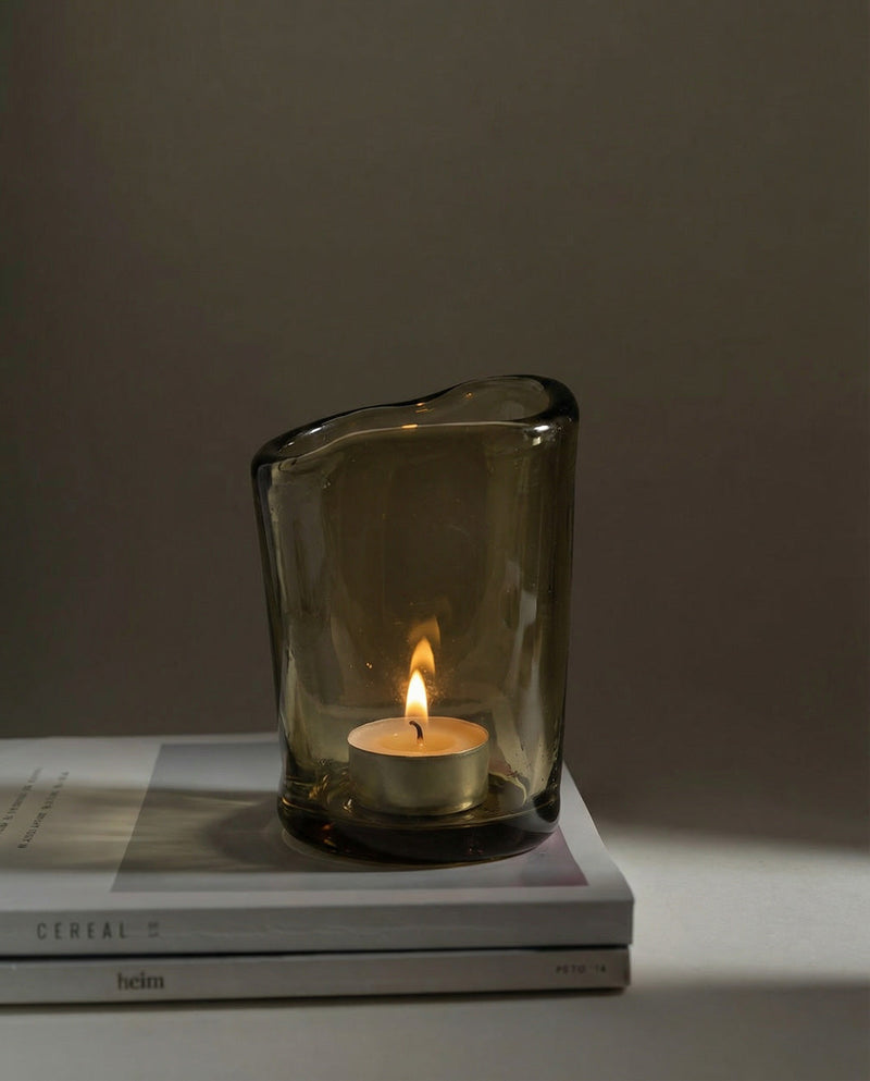The Nocturne Candle Holder - Charcoal - L in glass — handmade luxury tea light holder curated by Laiyahome — view 2