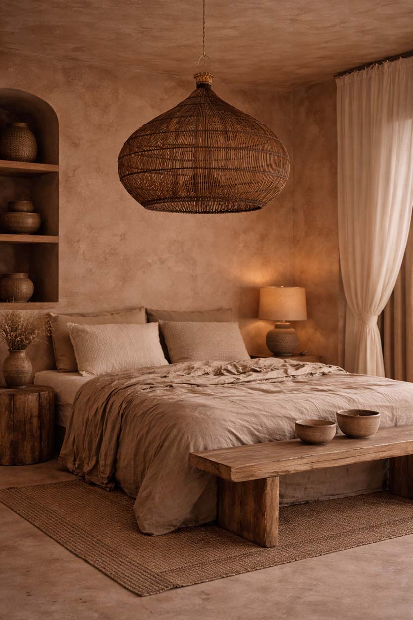 The Desert Gourd Pendant - Dark Walnut - L in rattan — handmade luxury pendant lamp curated by Laiyahome — view 2