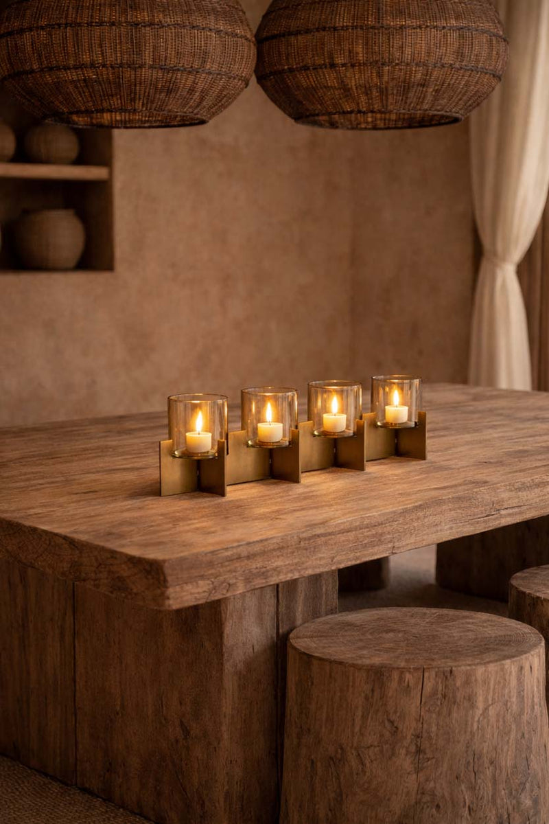 The Quarta Candle Holder - Gold in brass — handmade luxury tea light holder curated by Laiyahome — view 2