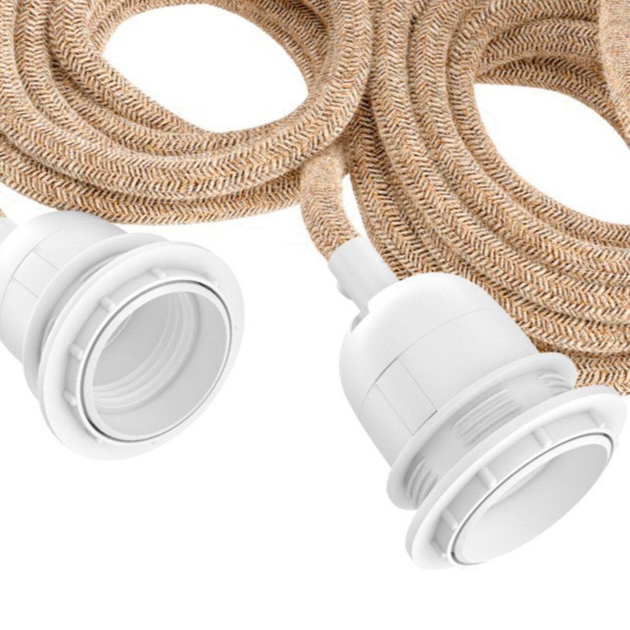 Fitting Lamps Ceiling - Natural White - 3 Fittings in cotton — handmade luxury ceiling light curated by Laiyahome — view 2