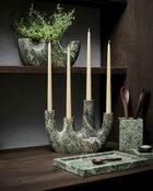 The Bidasar Marble Vase - Green - High – marble decorative vase in green – product view 2