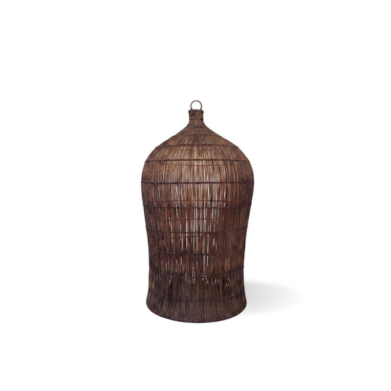 The Woven Bell Pendant - Dark Walnut - M – bamboo pendant light shade in brown – product view 1