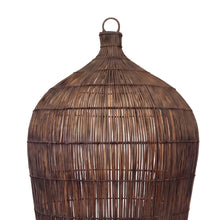 The Woven Bell Pendant - Dark Walnut - M – bamboo pendant light shade in brown – product view 2