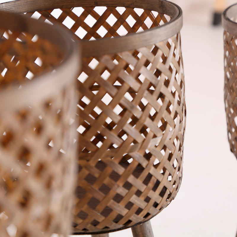 The Jasle Plant Pot (Set of 3) — boho-modern planter in natural bamboo from Laiyahome