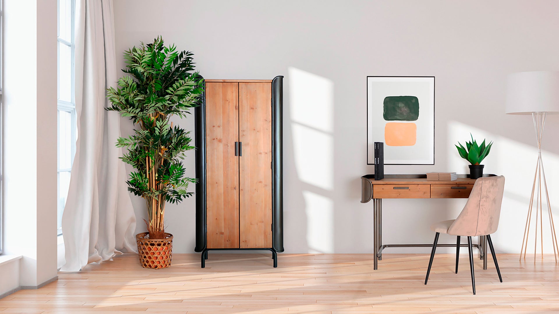 The Briec Wardrobe — industrial cabinet in solid fir wood from Laiyahome