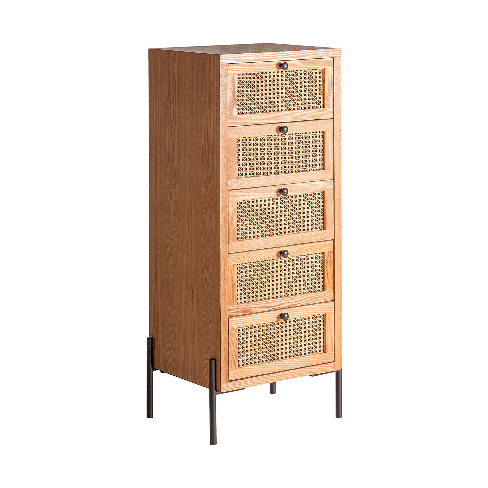 The Zetel Sinfonier Chest Of Drawers — contemporary tallboy chest in engineered wood with veneer finish from Laiyahome