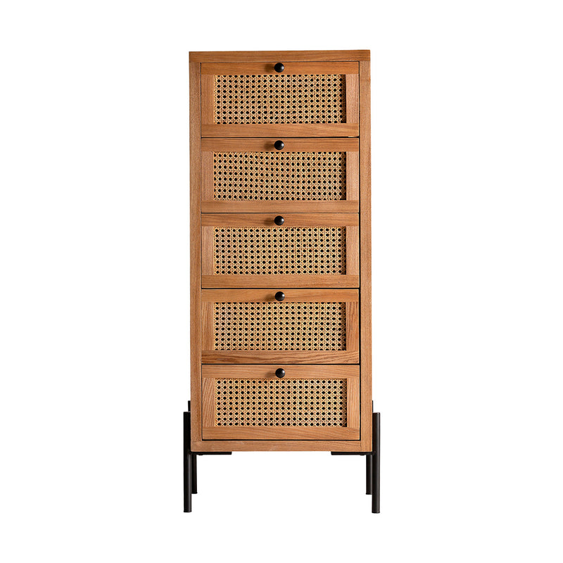 The Zetel Sinfonier Chest Of Drawers — contemporary tallboy chest in engineered wood with veneer finish from Laiyahome