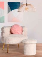 The Jonzac Footrest — vintage-modern pouffe in natural wool from Laiyahome