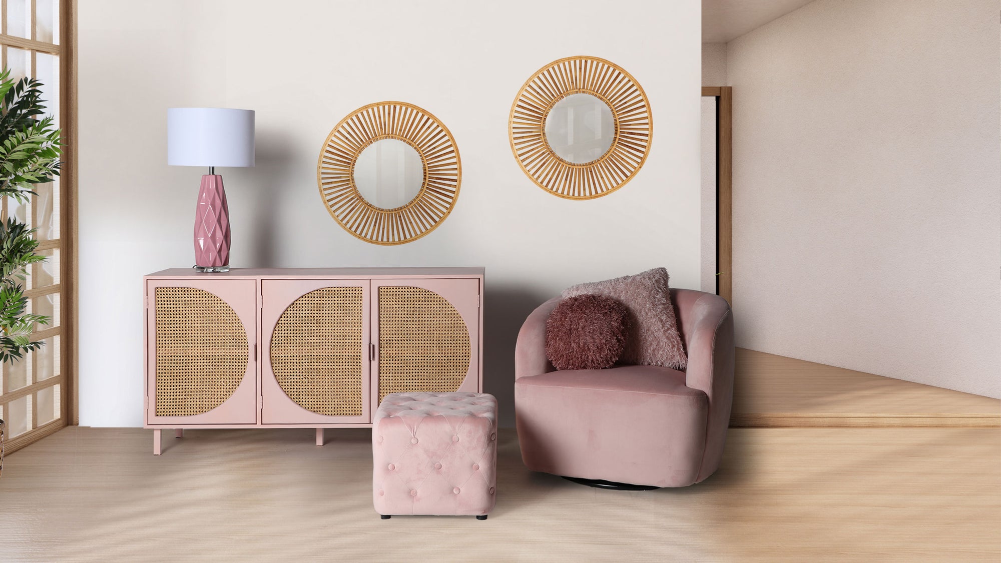 The Bougue Footrest — Art Deco pouffe in high-performance polyester from Laiyahome