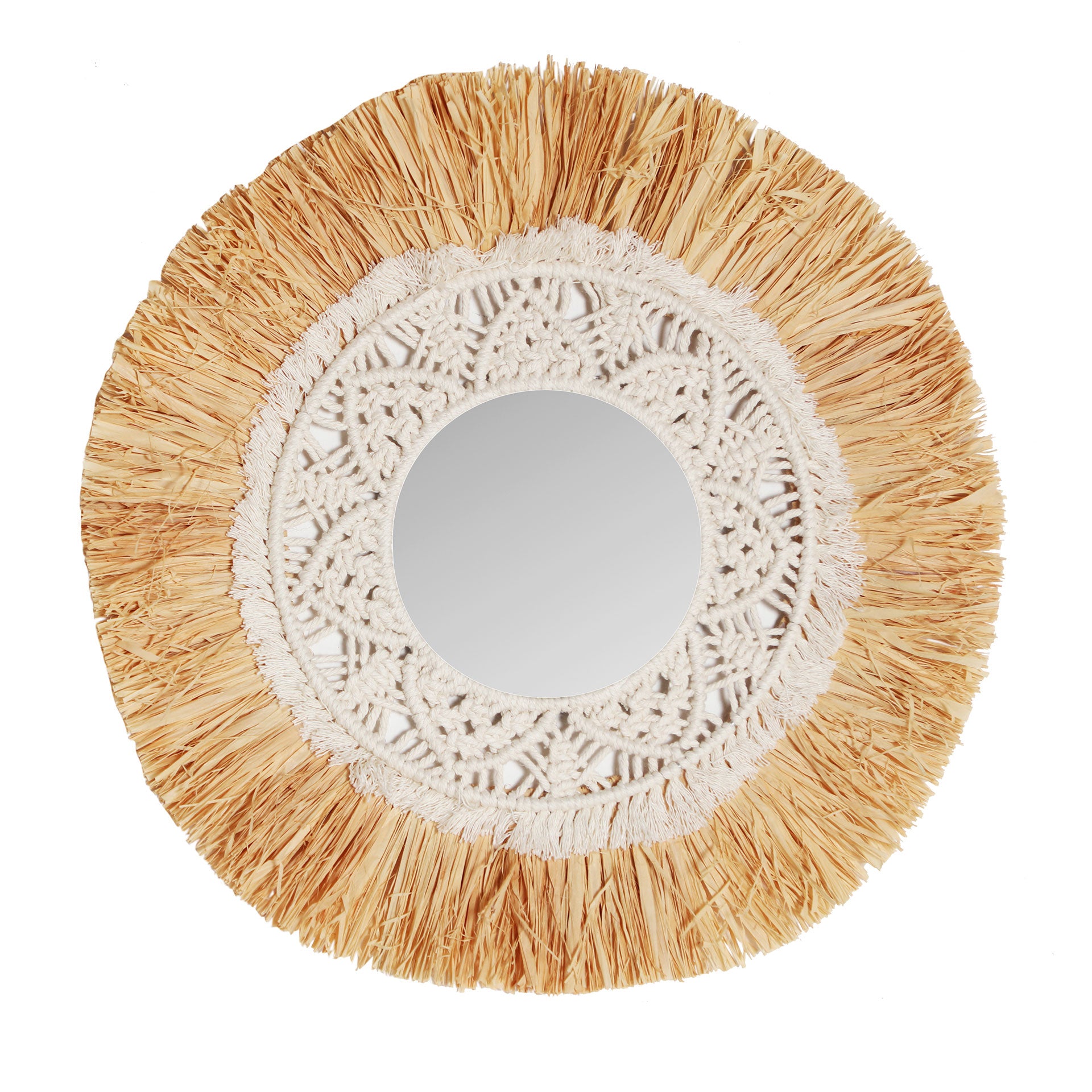 The Kasses Mirror — boho-modern mirror in natural raffia from Laiyahome