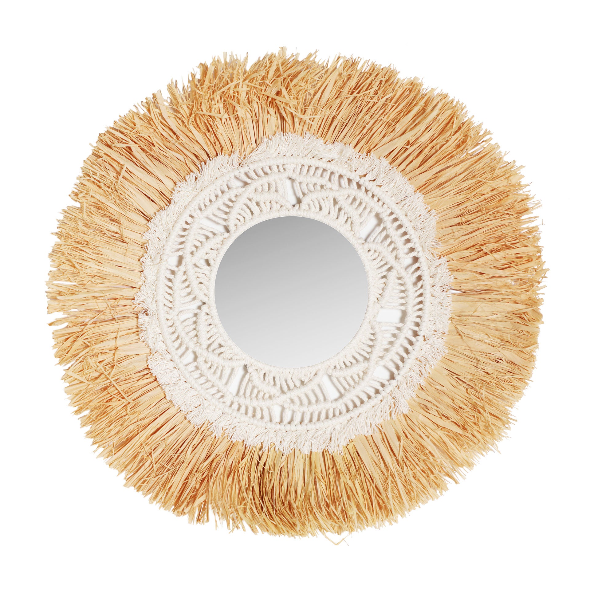 The Kasses Mirror — boho-modern mirror in natural raffia from Laiyahome