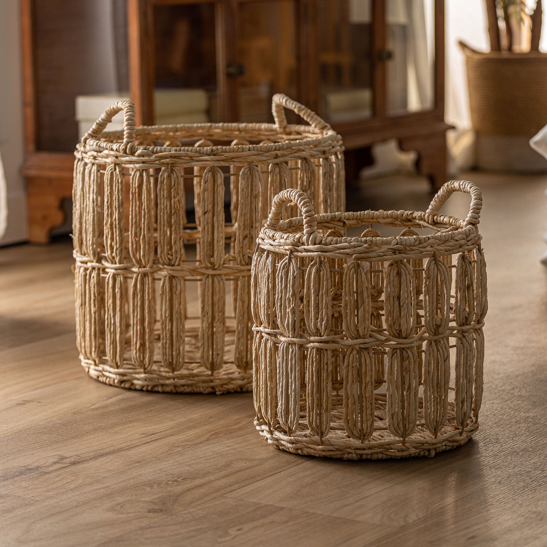 The Dieky Clothes Basket (Set of 2) — boho-modern basket in woven natural fibre from Laiyahome