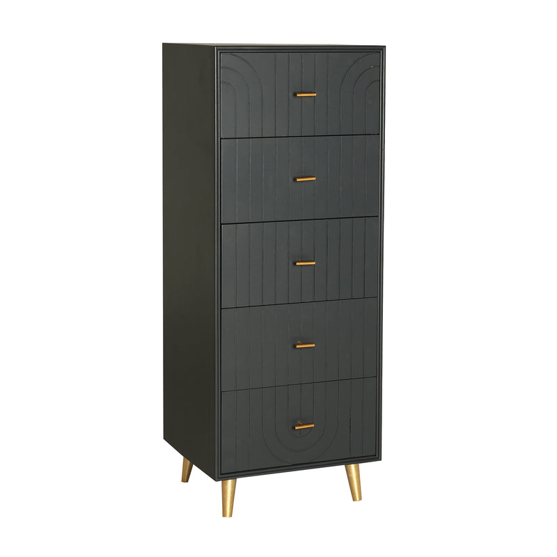 The Tremes Sinfonier Chest Of Drawers — Art Deco tallboy chest in engineered wood with veneer finish from Laiyahome