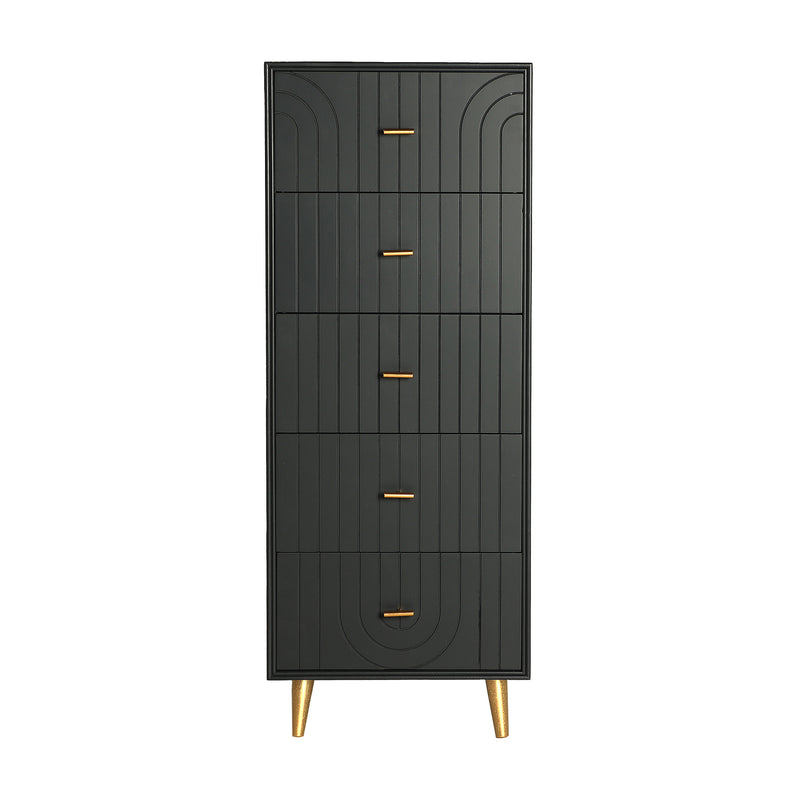 The Tremes Sinfonier Chest Of Drawers — Art Deco tallboy chest in engineered wood with veneer finish from Laiyahome
