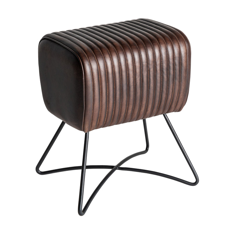The Gladys Stool — vintage pouffe in natural leather from Laiyahome