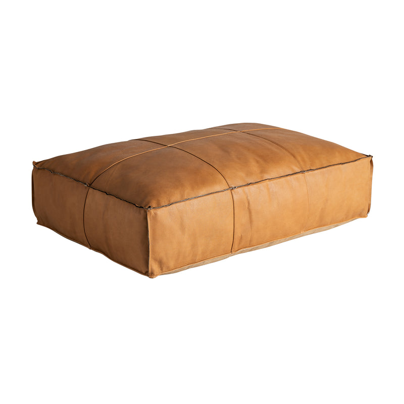 The Boussac Puff — vintage pouffe in natural leather from Laiyahome