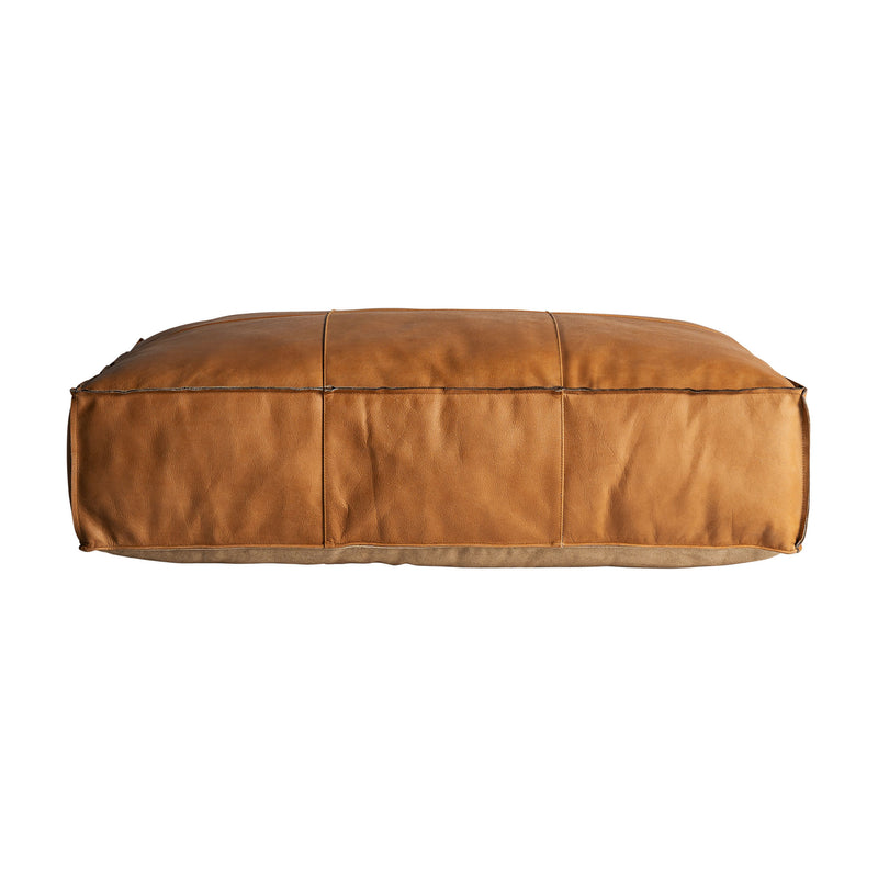 The Boussac Puff — vintage pouffe in natural leather from Laiyahome