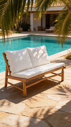 The Island Two Seater - Natural White in wood, textile — handmade luxury sofa curated by Laiyahome — view 3